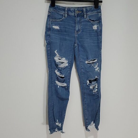 𝅺american Eagle 26x26 next level stretch size 0 high rise jeggings - Picture 1 of 8
